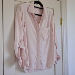 Cloth and Stone Button Front Light Pink Long Sleeve Blouse